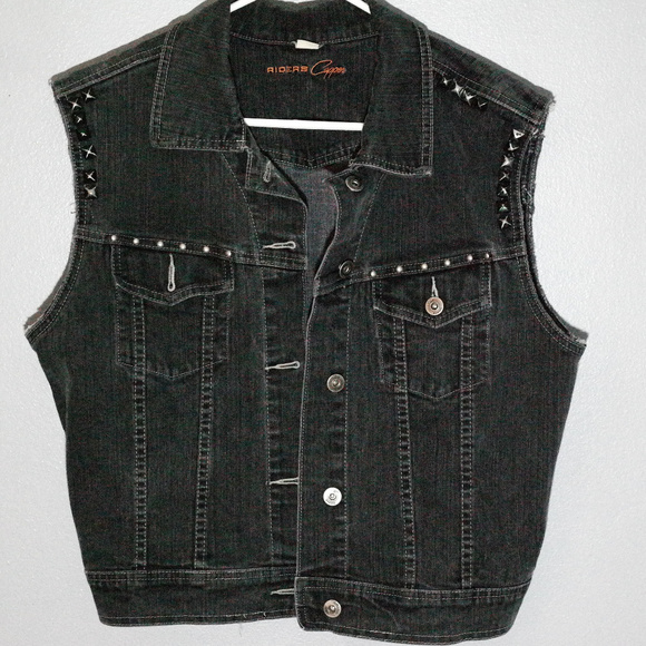 punk sleeveless denim jacket